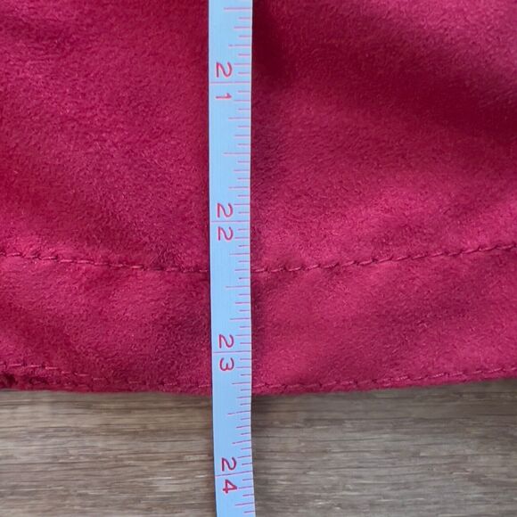 Chico's Button Up Shirt Jacket Shacket Size 3 (XL/16) Red Faux Suede Microfiber - Picture 7 of 8